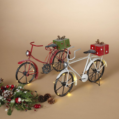 Gerson Company 15.3" L B/O Lighted Holiday Metal Bike, 2 Asst