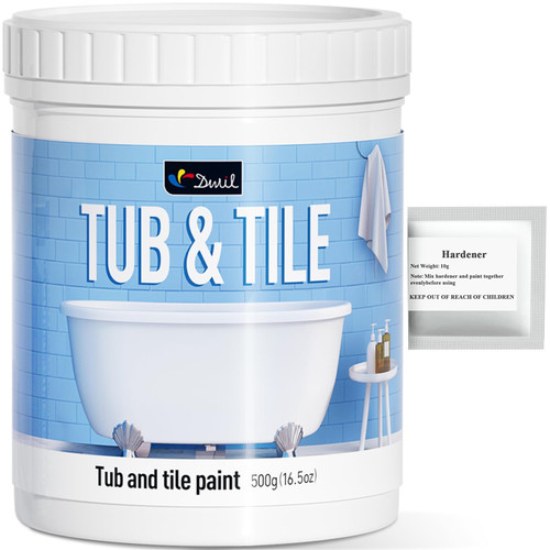 DWIL Tub and Tile Paint 16.5 oz, Tub Paint for Bathtub, Tile Refinishing with Hardener, Water Based, Low Odor, Semi-Gloss White, 25-30sq.ft