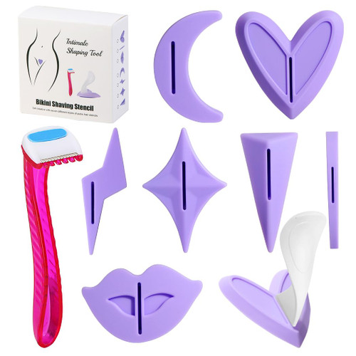 Pubic Hair Stencils Women Bikini Privates Shaving Stencil for Women Intimate Pubic Hair Trimmer with 7 Shapes Perfect for Bikini Area Shaping and Styling