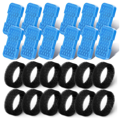 AONBOY Cat Water Fountain Filters, 12 Filters + 12 Cat Fountain Sponge, Suitable for AONBOY Pet Fountain S3-SC, Multiple Filtration, Isolates Floating Hairs and gets rid of Odors