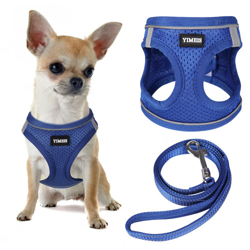 YIMEIS Dog Harness and Leash Set, No Pull Soft Mesh Pet Harness, Reflective Adjustable Puppy Vest for Small Medium Large Dogs, Cats (Royal Blue, Medium (Pack of 1)