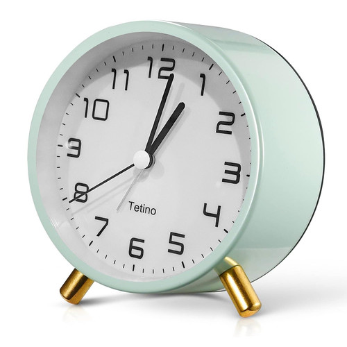 Alarm Clock for Bedroom,Loud Analog Clock with Silent Non-Ticking,Voice Controlled Light,Small Clock for Kids,Teens,Seniors,Decor,Bathroom,Living Room,Bedside,Desk,Shelf,Kitchen,Travel. (Green)