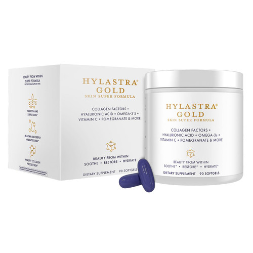 Purity Products Hylastra Gold Softgels Collagen + Hyaluronic Acid + Beauty Boosting Powerhouse Ingredients - Increased Skin Hydration & Elasticity - Reduces Fine Lines & Wrinkles - 90 Softgels