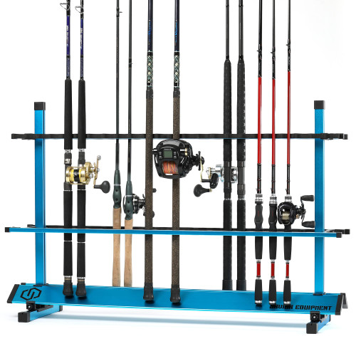 Savior Equipment Fishing Rod Rack Holder Organizer, Lightweight Aluminum Vertical Fish Pole Garage Storage Ground Display Stand, Hold Up to 48 Slots Fresh Salt Water Spinning Rods & Reel Combo, Blue