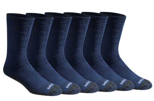 Dickies Men's Dri-Tech Moisture Control Max Full Cushion Crew Socks, Available in M-XL (6, 12 Pairs), Navy Marl (6 Pairs), Large