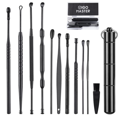 11 Pcs Ear Wax Removal, Ear Cleaner Ear Wax Removal Tool, Ear Cleaning Kit Earwax Removal Kit Stainless Steel Ear Pick Set with Cleaning Brush and Storage Box