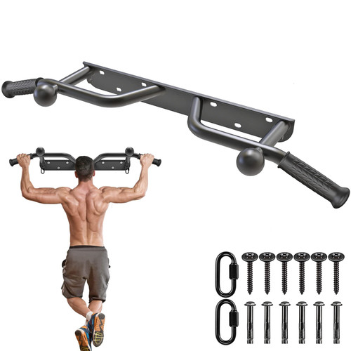Kipika Heavy Duty Wall Mounted Pull Up Bar, Ball Finger Grip Training, 1 3/10" Durable Steel Tubing, 5 Hand Grip, 38" Wide, 6" Wall to Bar Spacing, More Stable 6 Hole