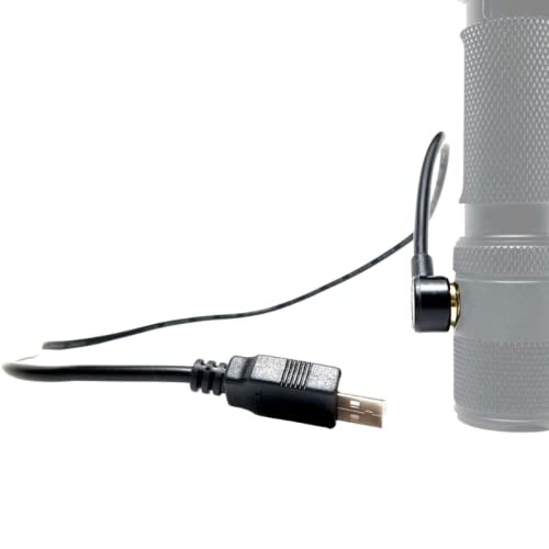 POWERTAC M-Series Magnetic Charger - Magnetic Charging Cable M5/M6 Flashlight USB Charging Cable Charging Cords for Flashlights Replacement Charging Cables, Black 20" Charger Cable