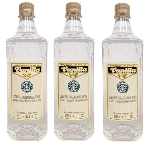 Starbucks Authentic Flavoring Syrup for Coffee and Tea, (Sugar-Free Vanilla, 3-Bottle Pack)