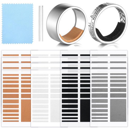 Zonon 16 Sheets Invisible Ring Size Adjuster with 2 Pieces Plastic Ring Guard Size Adjuster for Christmas Loose Jewelry Guard Tightener, Spacer, Fixing Wide, 4 Colors, 2 Kinds of Thickness