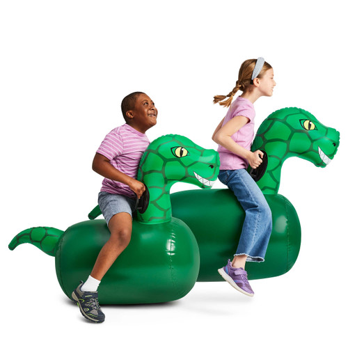 Hearthsong Hop N Go Inflatable Dino Riding Bouncy Hopping Toys for Kids Ages 5+ - Ride On Bouncer Animal Hopper Jumping Toys for Outdoor Games