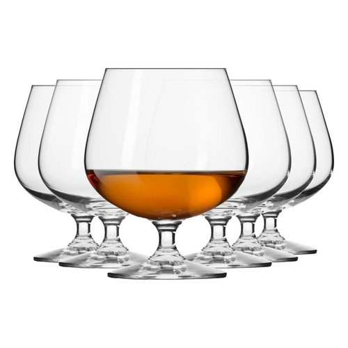 Krosno Brandy Cognac Snifter Glasses, Set of 6, 16.2 oz, Balance Collection, Ideal for Spirit Sipping, Lead-Free Glass, Dishwasher Safe, Made in Europe