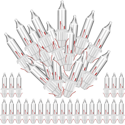 Mudder 100 Pieces 2.5v Replacement Christmas Tree Light Bulbs Mini Incandescent Wire String Lights Replacement Bulbs for Halloween, Xmas Tree Decoration, Holiday(White Base with Warm White Bulb)