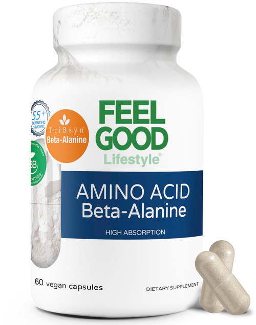 FeelGood Superfoods Beta-Alanine Capsules -Amino Acid - 3200mg Equivalent Dose - Prevent Muscle Loss -Increase Endurance - High Absorption- 30 Servings