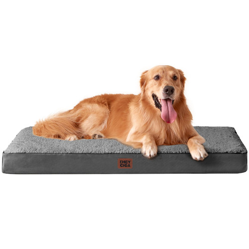 EHEYCIGA Orthopedic XL Dog Beds for Extra Large Dogs with Removable Washable Cover for Crate,Grey, 36x27