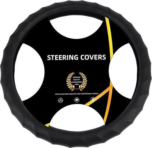 AUTOXBERT Silicone Car Steering Wheel Cover Universal Grip Steering Protective Cover with Pattern and Massaging Grip for Most Cars, SUVs, Trucks, and Vans