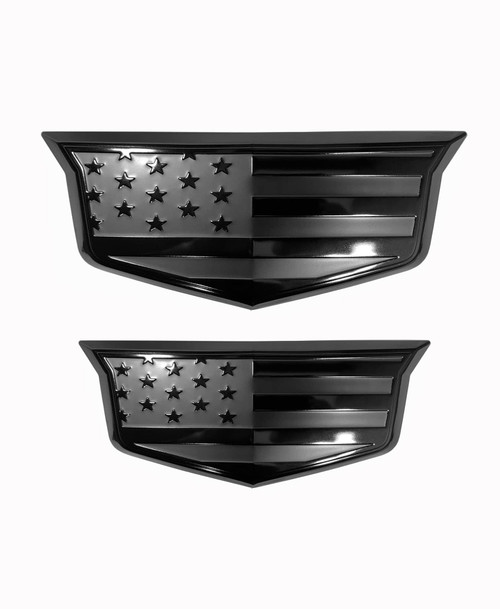 American Black Flag Aluminum Overlay Grill Front Taigate Emblems Set for Escalade 2015-2020