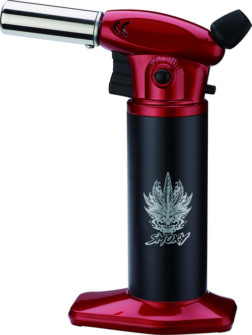 Smoxy Vulcan Kitchen Food Torch for Creme Brulee, Baking, Desserts and Searing- Butane Torch Lighter, Blow Torch for Cooking with Lock and Adjustable Flame (Butane Gas Not Included) (Red)