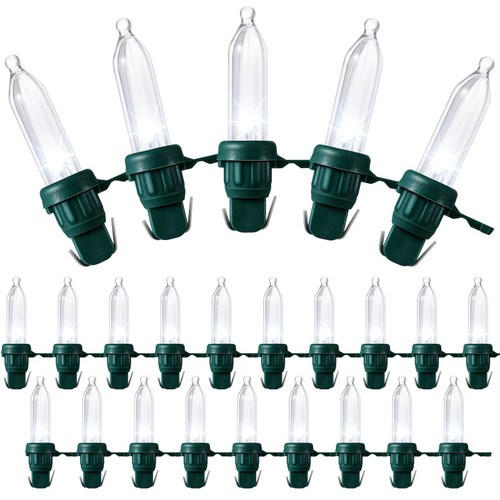 Remagr 120 Pcs Christmas LED Replacement Bulb Mini Wide Angle LED Xmas Bulbs Tree Light Outdoor String Light Replacement for Christmas Garden Party Decor(Green Base with Cold White Bulb)