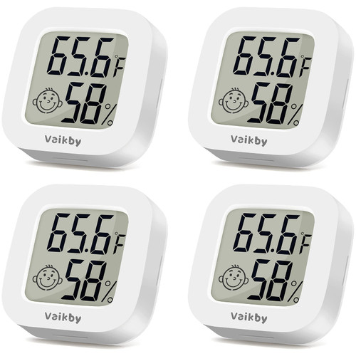 Vaikby Indoor Thermometer 4Pack, Humidity Gauge Meter Digital Hygrometer Room Thermometer for Home, Hight Accurate Temperature and Humidity Monitor, Large LCD Display Fahrenheit or Celsius