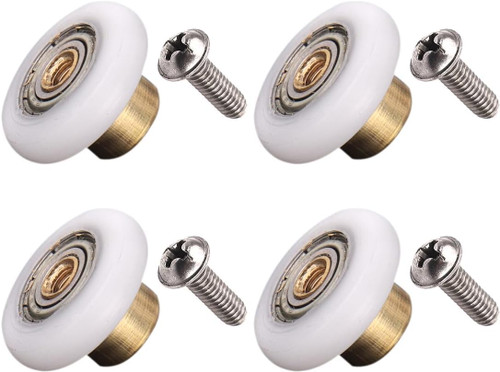 Atoplee 4 pcs Shower Door Rollers Runners Wheels - Replacement Part Bathroom Glass Door Runner Sliding Shower Door Roller Wheel (Roller Diameter 27mm)