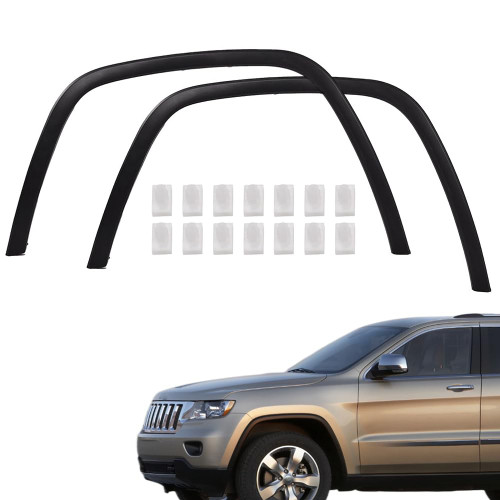 G-PLUS Fender Flares Compatible With Jeep Grand Cherokee 2011-2016, Front Wheel Opening Molding Trim Black (Front Driver & Passenger Side)
