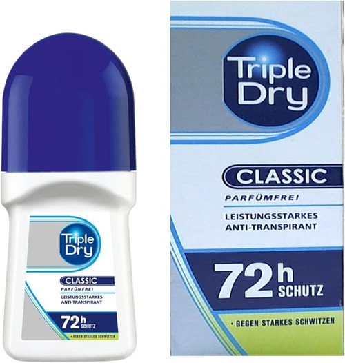Triple Dry Original Anti-Perspirant Roll On 50ml | 72-Hour Protection Against Excessive Sweating| Fights Odour| Triple Active Formula | Fragrance-Free | Clinically Proven | Unisex