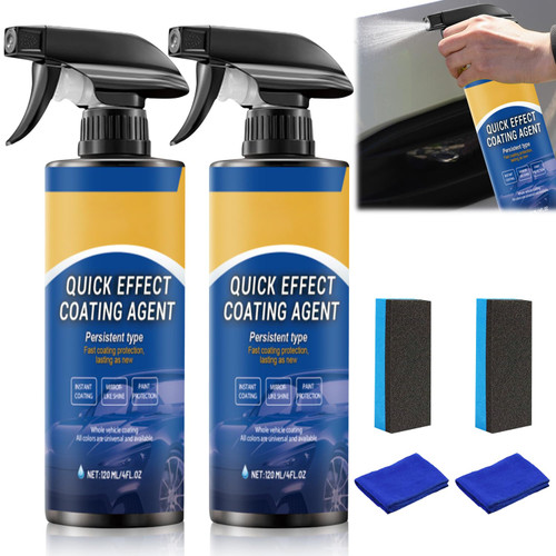 Car Quick-Acting Coatings Agent Spray, 2025 New Quick Effect Coating Agent for Car,Cars Scratch Wax Polish Sprays Waterless Wash, 3 in 1 High Protection Quickly Car Coatings Spray(2PCS)