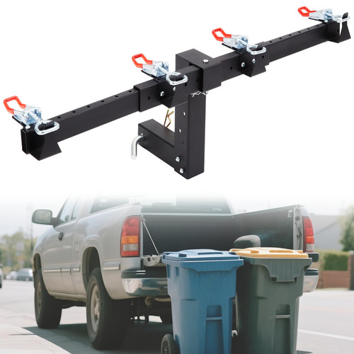 Dual Trash Can Hauler Hitch, Adjustable Trailer Hitch for Towing 2 Trash Cans, Anti-Loose Locking Fits ATVs, UTVs, Trucks, Trailers, with 2 Inch Hitch Receiver