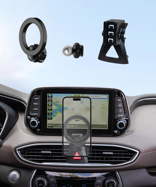 MaserWeller Car Phone Holder for Hyundai Santa Fe 2019 2020 2021 2022 2023 Accessories, 360° Rotation Phone Mount Compatible with MagSafe, Cell Phone Holder Does Not Affect Air Vent