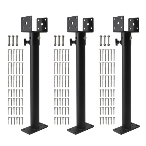 3Pack 3.6" Saddle Roof Riser for Patio Pergola, 18-1/4 Inches High, Pergola Roofs Riser Beam Brackets, Adjustable Roof Riser Hardware for Patio Pergolas, Black Finish (Metal)