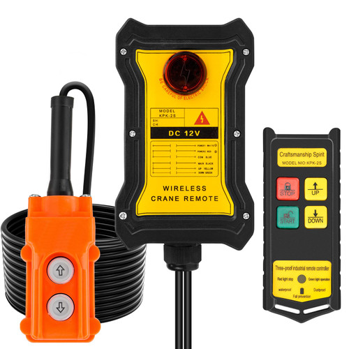 Fulgutonit 2-in-1 Wireless Crane Remote Control,12V Dump Trailer Controller, Industrial Hoist Truck Up Down Switch, Compatible with 2 and 3 Solenoid Coil Trailers