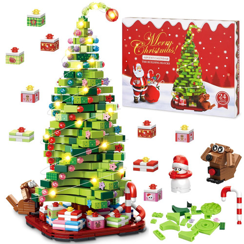 Siyaluens Advent Calendar 2025 Christmas Tree Building Blocks Set - 24 Days of Countdown Calendar Toys Gifts for for Adults Teens Girls Boys, 1206 Pieces