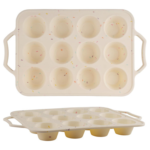 Velicber 2 Pack Silicone Muffin Pan with Metal Reinforced Frame, 12 Cups Regular Size Silicone Cupcake Pan, Nonstick silicone Cupcake Molds for baking Homemade Muffins, Cupcakes, Egg Bites