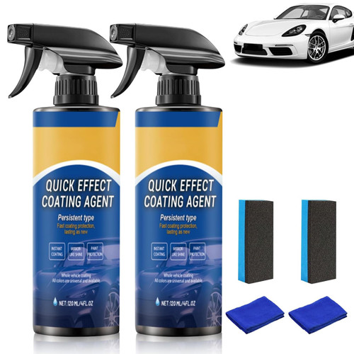 2PCS Advanced Car Quick-Acting Coating Agent Spray, Car Coating Spray, New Quick Effective Coating Sprays, Car Scratch Wax Polish Spray Waterless Wash, Oil Film Emulsion Glass Cleaner