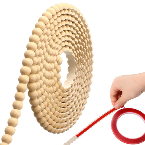 Leinuosen Flexible Molding Trim Peel and Stick for Walls 10ft Decorative Bead Pearl DIY Wall Trim for Bathroom Mirror Frame Border Backsplash Ceiling Cabinet TV Wall Edge(Wood,10ft /12 mm)