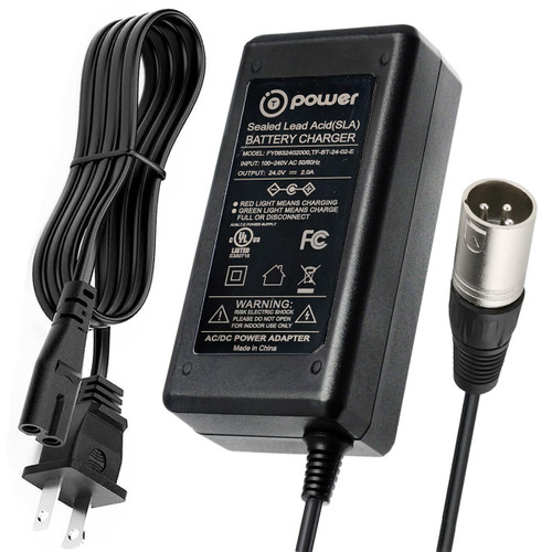 T POWER 24V 3-Pin XLR Battery Charger for ActiveCare Medical Drive Cobalt X23, Bladez Electric Scooters, C.T.M. Homecare Mobility Scooters Ac Dc Adapter Class 2 Power Supply Cord