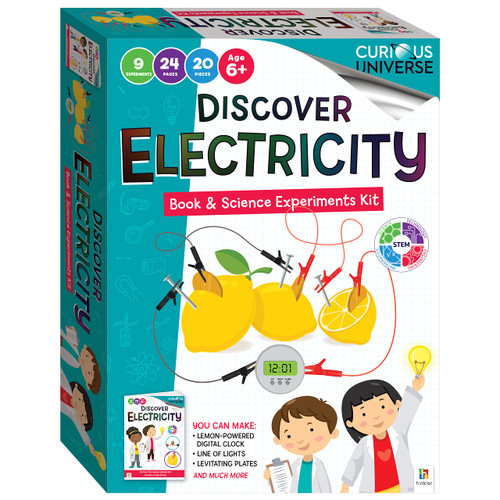 Curious Universe Kids: Discover Electricity - Book & Science Experiments Kit, STEM Education Kits, Create Electrical Circuits, Includes 20 Pieces, Hinkler Science & Physics Kit for Kids