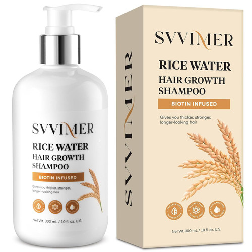 Svvimer Rice Water Hair Growth Shampoo - Thickening Shampoo with Biotin for Hair Loss and Thinning Hair Svvimer Rice Water Hair Growth Shampoo - Thickening Shampoo with Biotin for Hair Loss and Thinning Hair