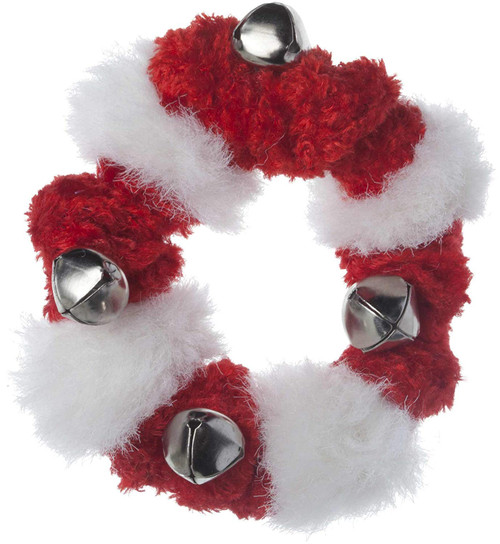 Red and White Fuzzy Bell Collar for Dogs, Medium 6 To 12 Inches