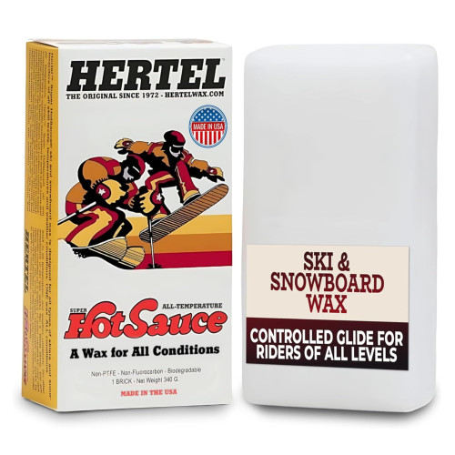 Hertel Super HotSauce All Temperature Ski and Snowboard Wax - Easy to Apply, Rub On or Iron On Hot Wax for Snowboards and Skis - Made in USA, All Weather Conditions (340 g)