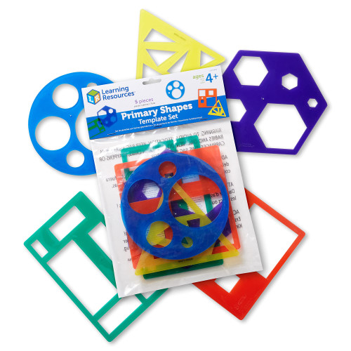 Learning Resources Primary Shapes Template Set, Geometric Shapes, Tracing Helper, Ages 4+, Multicolor