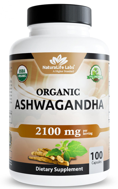 NaturaLife Labs Organic Ashwagandha 2100 mg per Serving – Root Powder & Extract – 100 Capsules – Vegan, Non-GMO, Gluten-Free NaturaLife Labs Organic Ashwagandha 2100 mg per Serving – Root Powder & Extract – 100 Capsules – Vegan, Non-GMO, Gluten-Free