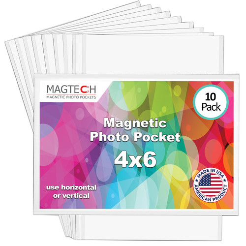 Magtech Magnetic Pocket Picture Frame, White, Holds 4 x 6 Inches Photos, 10, Made in the USA Pack (14610)