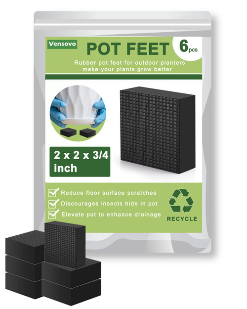 vensovo Invisible Rubber Pot Feet – Square Non-Slip Risers Elevate 3/4 Inch for Drainage & Airflow, 6 Pack Solid Pot Risers for Indoor & Outdoor Planters, Garden, Patio, Deck Use (2" Size) vensovo Invisible Rubber Pot Feet – Square Non-Slip Risers Elevate 3/4 Inch for Drainage & Airflow, 6 Pack Solid Pot Risers for Indoor & Outdoor Planters, Garden, Patio, Deck Use (2" Size)