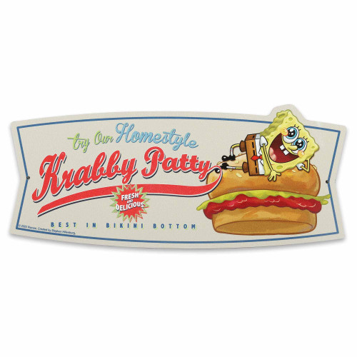 SpongeBob SquarePants Try Our Homestyle Krabby Patty Metal Wall Art - Fun Krabby Patty Sign for Home