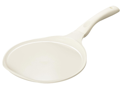 Redchef Crepe Pan Nonstick, 10 Inch Ceramic Flat Skillet Pan for Roti Dosa Tawa Comal Para Tortillas Pancake Pan for Stove Top, Induction Compatible, PFAS/PFOA/PTFE Free(Beige White)