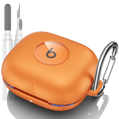 LDSXAY for Beats Powerbeats Pro 2 Case Cover, Shockproof Magnetic Case for Powerbeats Pro 2 2025 Wireless Earbuds, Magnetic Lock Lid Protective Cover with Cleaner Kit & Carabiner (Orange)
