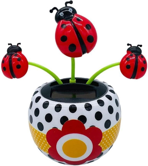 Red Bug Solar Powered Dancing Flower for Car, Car Windowsill Decoration Desktop Solar Dancing Ornament,Solar Dancing Figurines, Automatic Swinging Car Dashboard for Solar Power Kits,Funny Ornaments