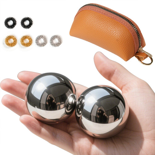 Roadtofree Baoding Balls 2.1 Inch Stainless Steel Meditation Balls, Hand Exercise Massage Balls for Home Office Exercise, Stress Relief, Anxiety Reduction (Without Bell Sound)